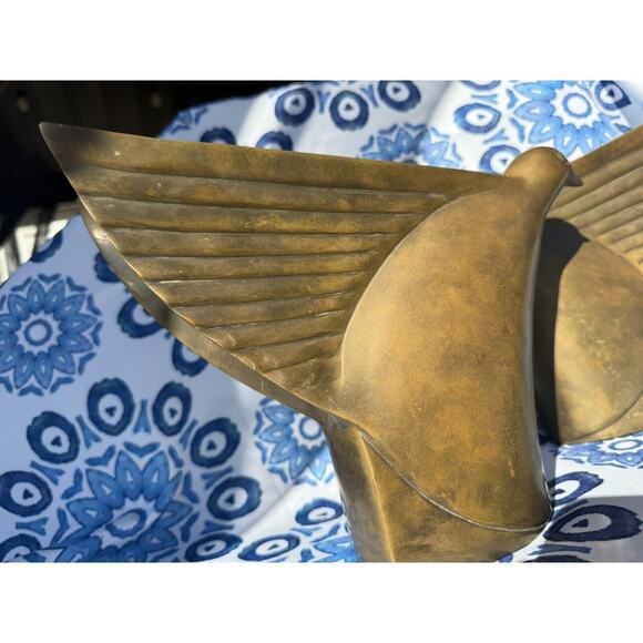 Art Deco Set 2 Vintage pair Dolby Cashier Brass Bird Bookends Korea Heavy - Picture 5 of 14